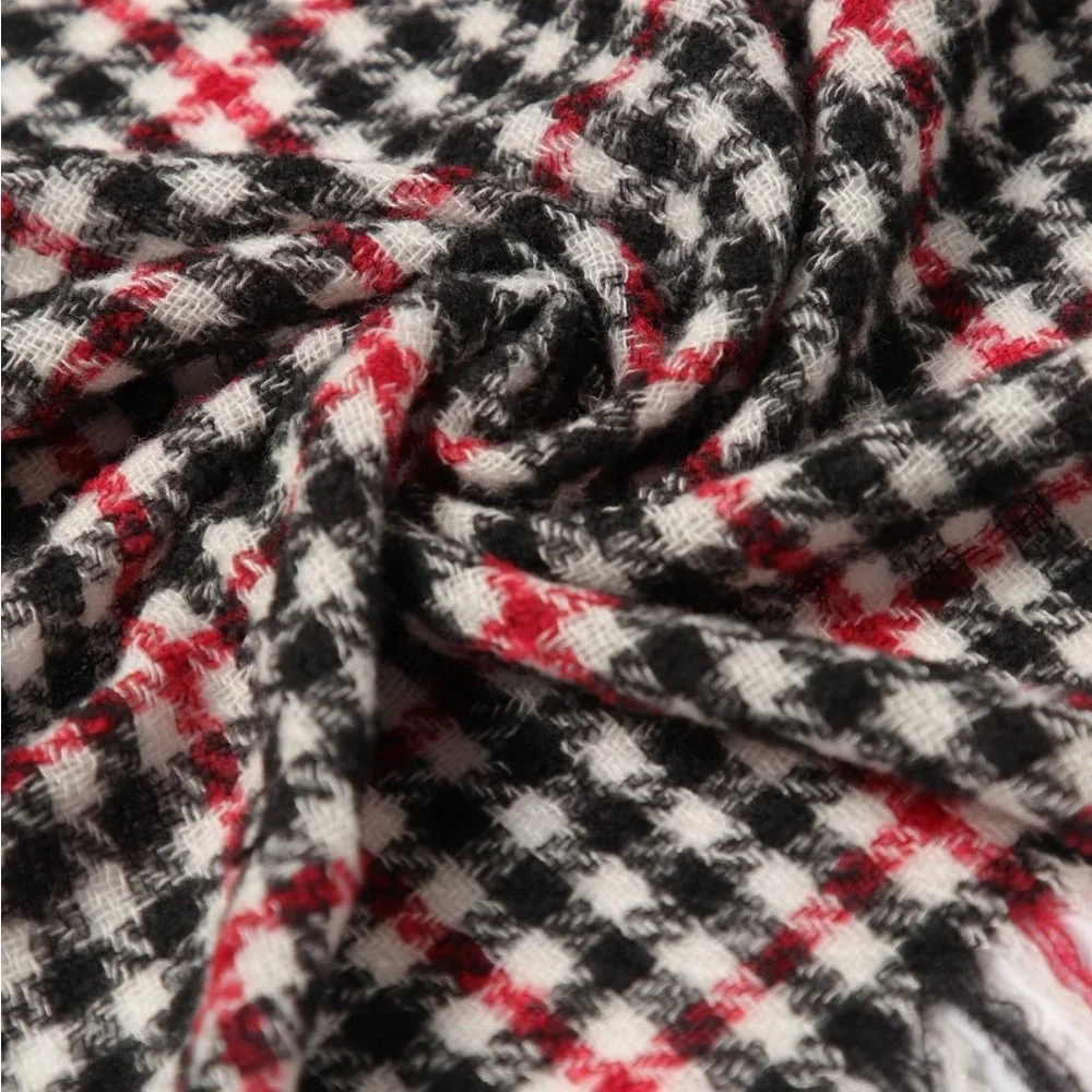 Nine West Black, White, and Red Plaid Scarf